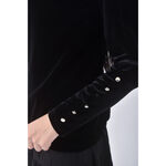 (S) wanko質感圓領黑色長袖上衣二手衣, , large