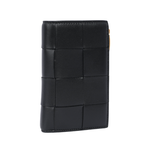 BOTTEGA VENETA Cassette 羊皮及牛皮釦式對開中夾/黑色, , large