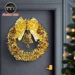 摩達客14吋璀璨金運系金蔥彎絲聖誕花圈_台灣工藝免組裝_本島免運費, , large