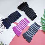 [Kaimei Cotton Industry] 6 pairs set, random and excellent, MIT made in Taiwan, antibacterial and deodorizing, pure cotton boat-shaped toe socks, striped style, , large