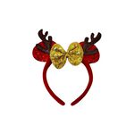 金亮片蝴蝶結鹿角髮箍, , large