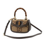 GUCCI Bamboo 1947 大標誌手提/斜背二用小型竹節包/駝色/棕色, , large