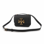 TORY BURCH Eleanor 荔枝皮革大標誌翻蓋小款二用包/黑色, , large