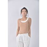 (S) 【安于晴Charlene私服】yuyu質感假兩件棕色上衣二手衣, , large