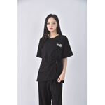 (XL) d m studio運動開衩黑色短袖上衣二手衣, , large