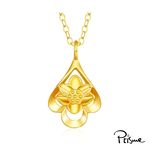 【Prisme Gold】黃金項鍊 水滴蓮花 鍊墜項鍊 (金重：約0.08錢±0.03), , large