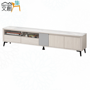 【文創集】克萊雙色6.7尺岩板開門二抽電視櫃(客約商品)
