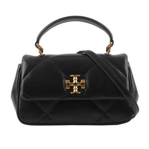 TORY BURCH Kira 納帕皮革鑽石格紋縫線手提/斜背二用包/黑色