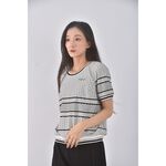 (M) anita su針織線條黑色短袖上衣二手衣, , large