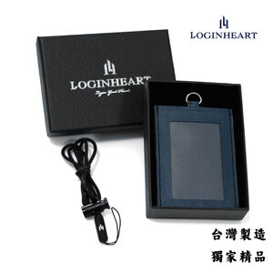 [LOGINHEART]免取卡正面感應證件套 海軍藍 可客製 其他夾層票卡不干擾 臺灣製造獨家精品 附矽膠掛繩