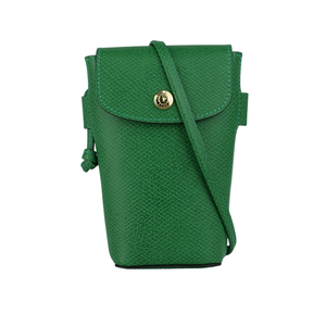 LONGCHAMP EPURE 翻蓋牛皮手機包/綠色