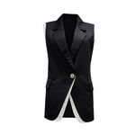 TOORDER下擺雙層撞色西裝翻領背心, , large