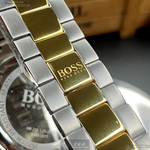 [星晴錶業]BOSS手錶,44mm,HB1512960白色錶面金色錶殼金銀相間精鋼錶帶款, , large