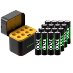 【ineno】3號/AA 恆壓可充式1.5V鋰電池全新特大能量3700mWh16入+(3號8槽)AI隨身收納盒充電器, , large
