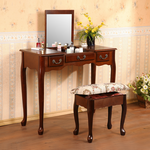 《C&B》加寬型英倫風掀鏡兩用化妝書桌椅組, , large
