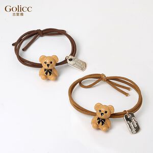 【Gulicc】古莉可 髮圈 韓國ins網紅可愛小熊字母吊牌髮繩髮圈
