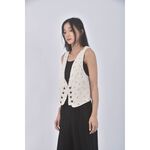 (S) moussy碎花排扣無袖白色外套二手衣, , large