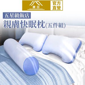 【日本藤田】五星飯店指定抗菌肩頸紓壓好眠五件組 枕頭 長型抱枕 透氣枕 台灣製 飯店枕頭
