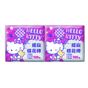 [寶富華]Hello Kitty螺旋塑軸棉花棒100支×6袋
