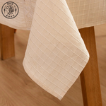 【SOLO歐洲家居】LCW Home 土耳其製150x200cm 純棉亞麻桌布 米色格紋 花邊簍空 餐桌布, , large