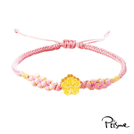 【Prisme Gold】黃金手鍊 桃花 開運 粉色編織手鍊 (金重：約0.08錢±0.03), , large