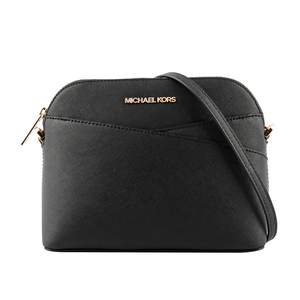 Michael Kors 金字防刮皮革口袋貝殼包/黑色
