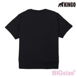 KINGO-大尺碼-女款 重磅圓領T恤-黑/紫-444101, , large