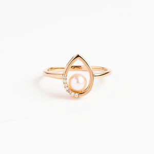 【快速出貨】A'jane 18K金 晨曦之露 珍珠排鑽戒指 A012501-001-54