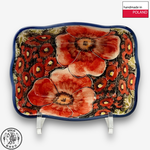 【SOLO Vintage】Cerraf Polish Pottery 18.5cm Baking Pan Dish Crimson Sunset Floral Whisper Series Made in Poland, , large