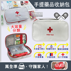 [日日好物]生活良品-家庭護理手提式雙拉鍊醫藥保健品大容量分類收納包1入/袋(多款可選)