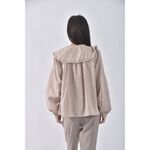 (S) pazzo質感棉質格紋棕色長袖上衣二手衣, , large