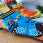 [Kaimei Cotton Industry] 10 pairs set, random and excellent, MIT made in Taiwan, pure cotton anti-slip children's socks (toddler version 1-3 years old) - running motorcycle 9-13cm, , large