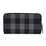 BURBERRY 大格紋帆布ㄇ形拉鍊長夾/海軍藍/灰色, , large