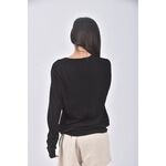 (L) uniqlo質感羊毛純羊毛黑色長袖上衣二手衣, , large