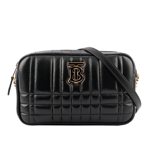 BURBERRY Lola 縫線小羊皮小款相機包/黑色