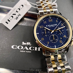 [星晴錶業]COACH手錶,42mm,CH00122寶藍色錶面金銀錶殼金銀相間精鋼錶帶款, , large