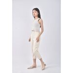 (S) 高腰丹寧牛仔質感棉質杏色長褲二手衣, , large