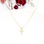 【Angel & Me】14KGF Gold-filled Gold Simple Cross Necklace Birthday Gift, , large