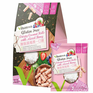 【米森 vilson】Gluten Free Crispy Coconut Rolls With Mixed Berry (17gx5 bags) 