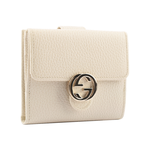 GUCCI 金屬雙G Logo牛皮暗釦短夾/白色, , large