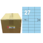 【龍德】LONGDER 三用電腦標籤 A4 27格 33*70mm淺藍1000張/箱 LD-840-B-B(適用雷射、噴墨、影印), , large