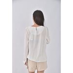 (S) easy zone質感圓領白色長袖上衣二手衣, , large