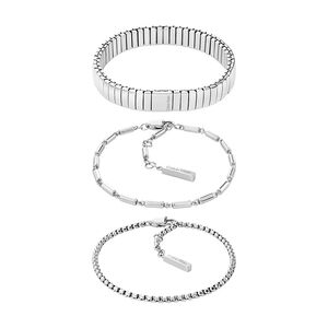 Calvin Klein CK Stacked 3件手鍊組-銀色 禮物 送禮(35000837)