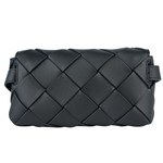 BOTTEGA VENETA Diago 平滑小牛皮編織翻蓋胸口包/腰包/黑色, , large