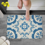 【Monster】 Soft Diatomaceous Earth Absorbent Mat – White & Blue Tiles (60x40cm), , large