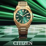 CITIZEN 星辰 玫瑰金限量版 光動能八角形格紋面手錶 BM7633-81X, , large