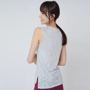 YOGA FLOW Burn Out Tank ( L ) - 圓領長版燒花罩衫 - 銀河灰 Misty Grey