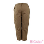 特大尺碼-版型偏大 女款 高腰 直筒 休閒褲-黑/棕-0104075, , large