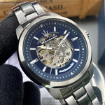 [星晴錶業]MASERATI手錶,44mm,R8823121001寶藍色錶面黑錶殼深黑色精鋼錶帶款, , large