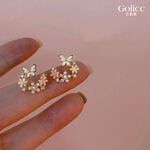 【Gulicc】古莉可 耳環 韓國蝴蝶鑲鑽花朵耳環, , large